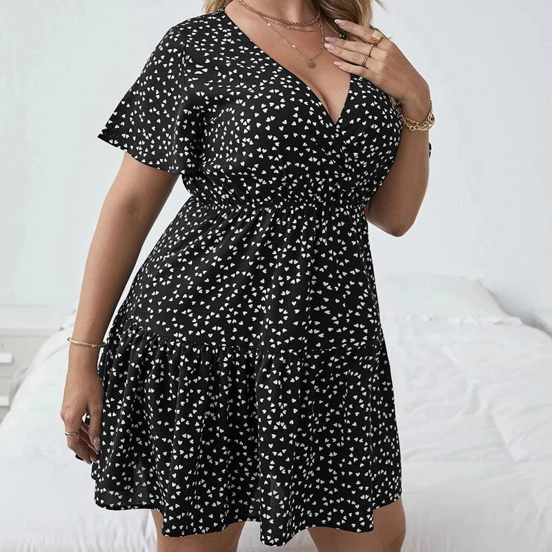 "Plus Size Floral Print" Summer Dress