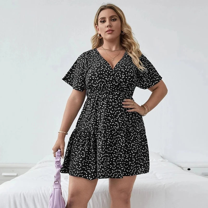 "Plus Size Floral Print" Summer Dress