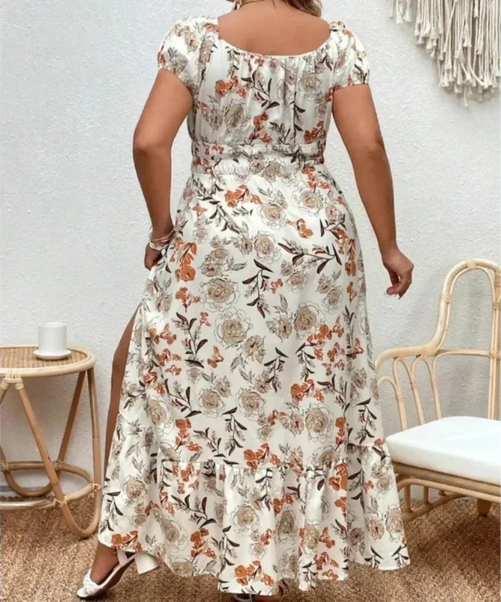 "Elegant Plus-Size" Floral Dress