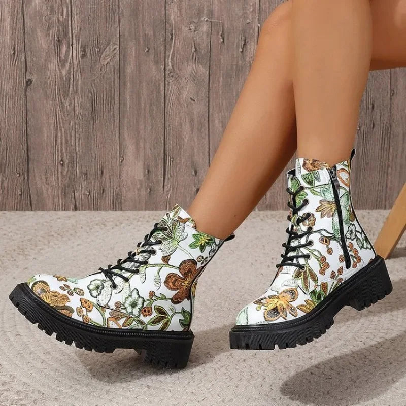 "Floral Print" Barrel Boots