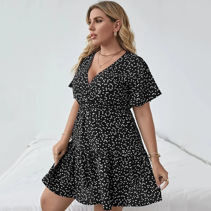 "Plus Size Floral Print" Summer Dress